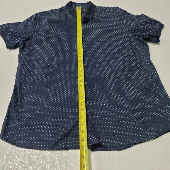 Michael Kors Mens Shirt Navy Blue Polka Dot Polo Button-Down Slim-Fit $89 XL - Picture 6 of 8